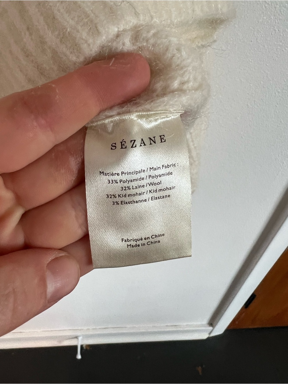 Sezane Scarlett Jumper Cream Cable-Knit Puff-Sleeve Sweater - Picture 7 of 7